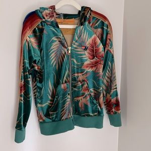 Aviator Nation Kids Velour Palm Print Hooded Sweatshirt Size 10